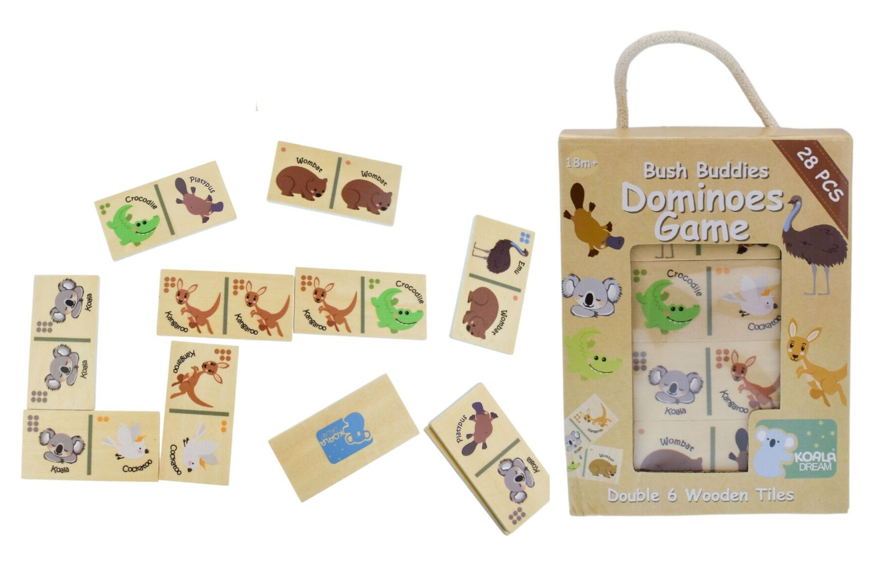 BUSH BUDDIES WOODEN DOMINOES AUSTRALIAN ANIMAL - Bamboo Sprout